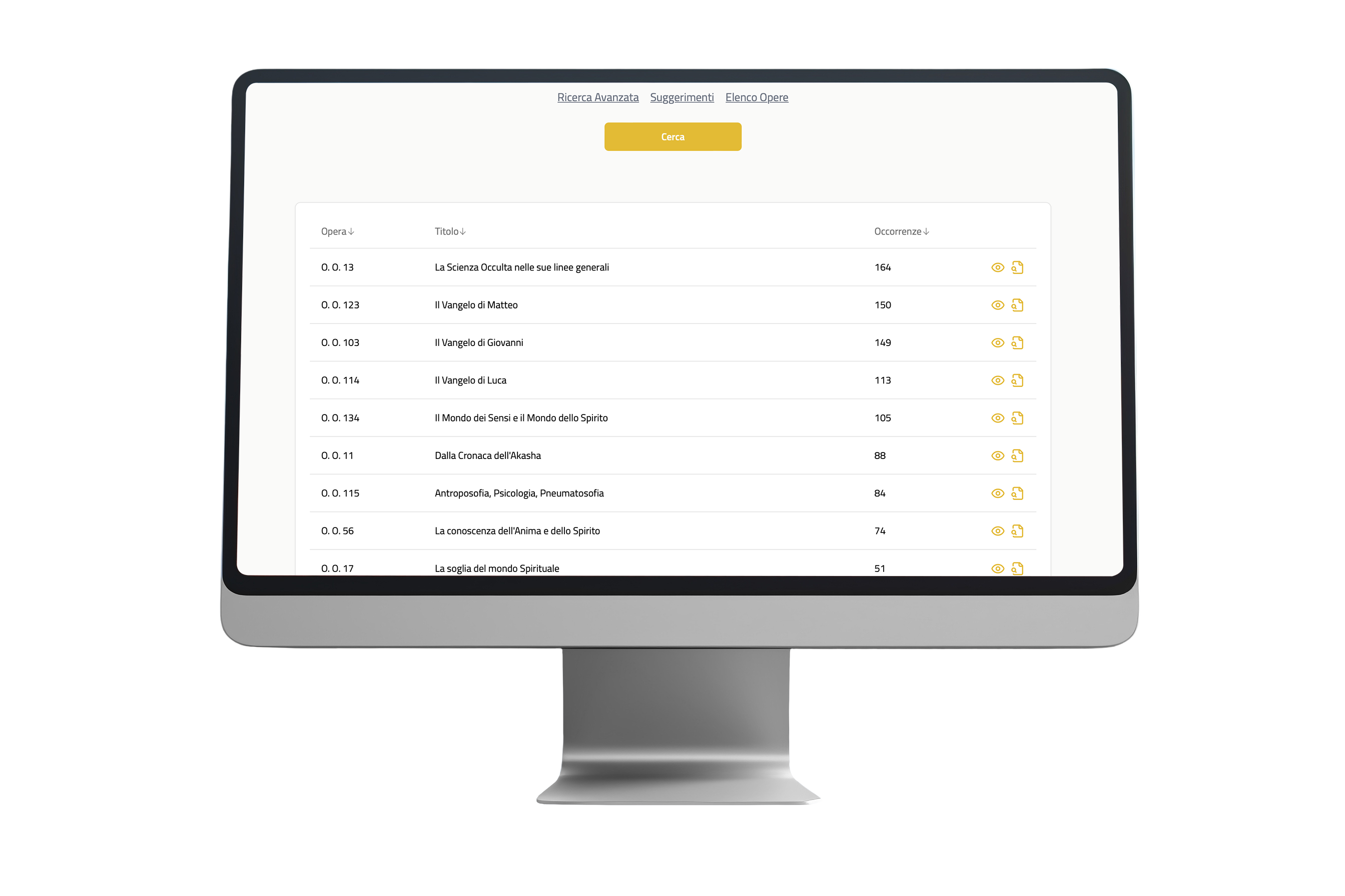 Schermata dei risultati della ricerca